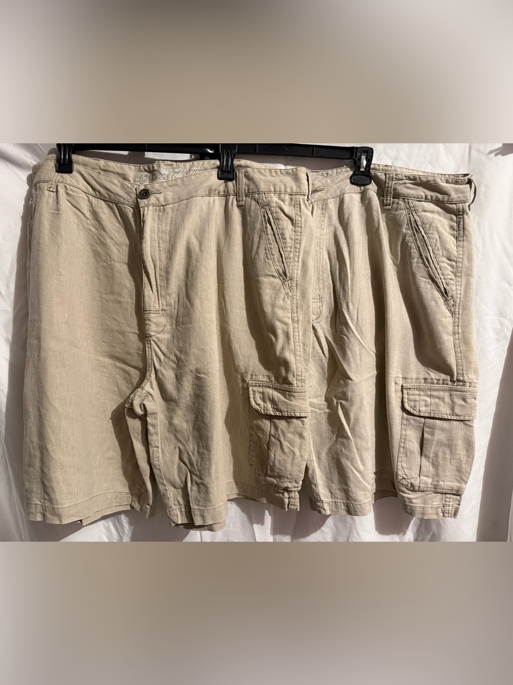 Paradise Collection Men's Beige Cargo Shorts – Lightweight Summer Casual 2 pairs